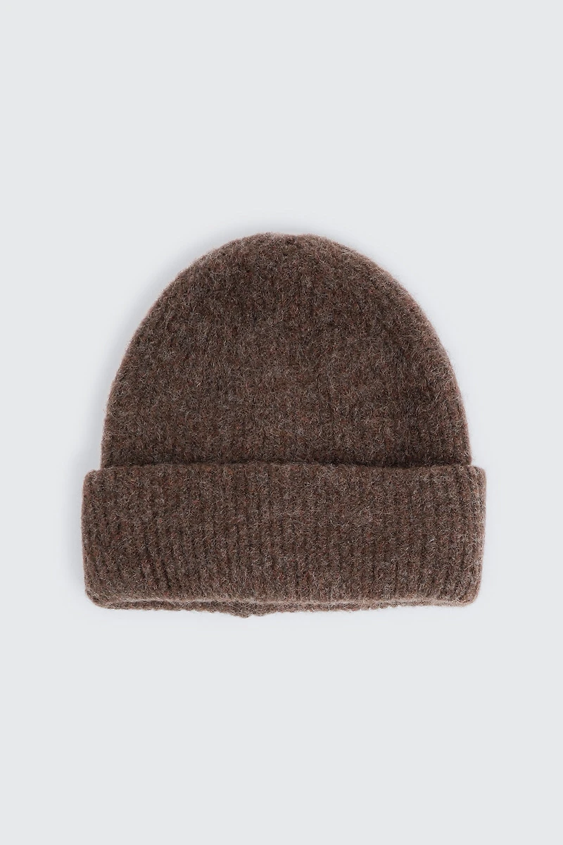 Ardene Rib Beanie in Brown | Nylon/Elastane