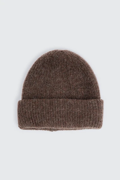 Ardene Rib Beanie in Brown | Nylon/Elastane