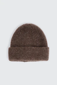 Ardene Rib Beanie in Brown | Nylon/Elastane