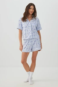 Ensemble pyjama col cranté imprim