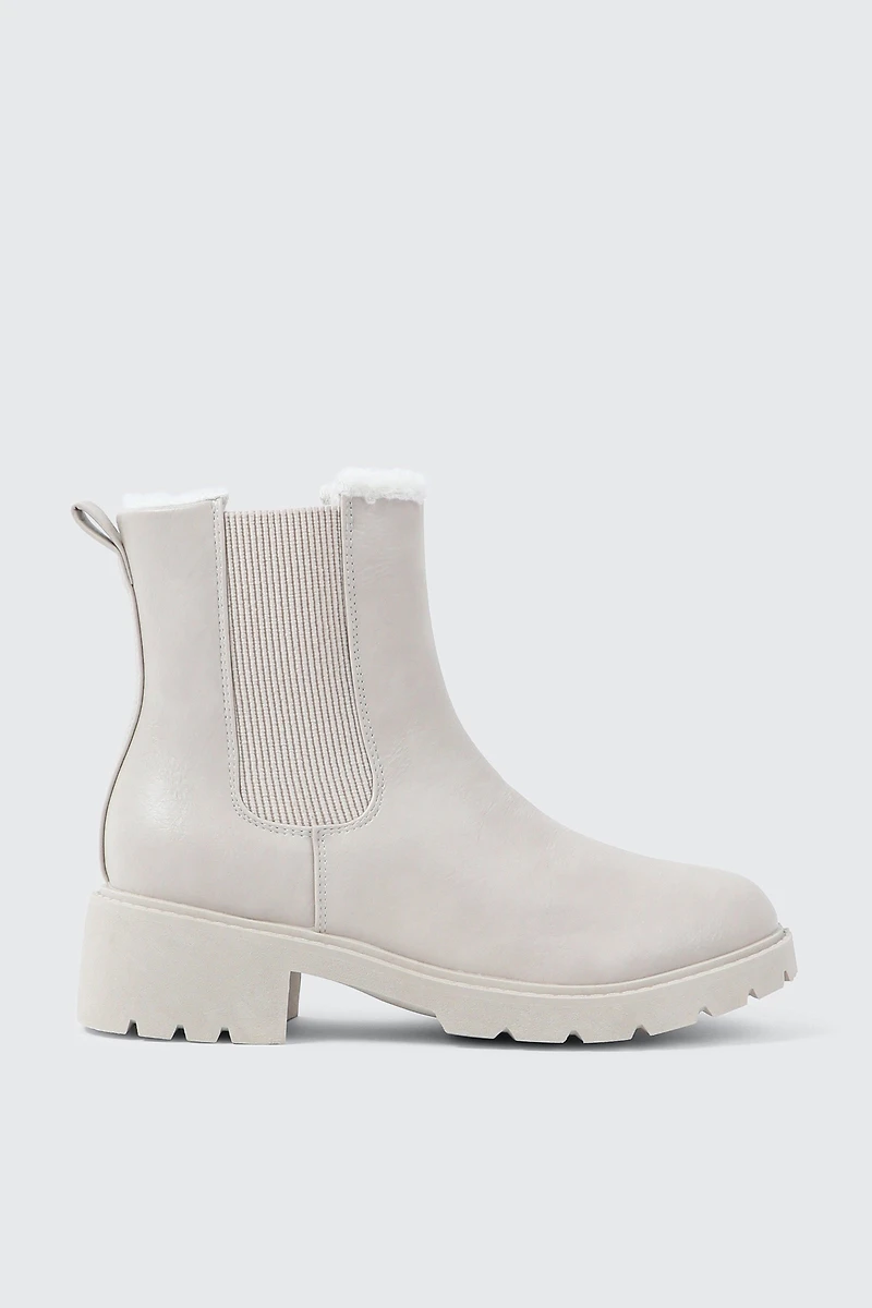 Ardene Warm-Lined Chelsea Boots in Off-White | Size | Eco-Conscious