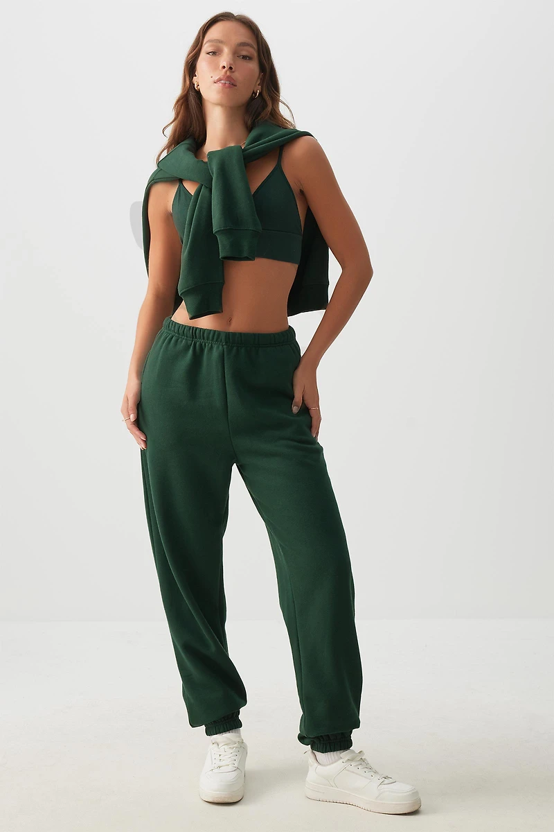 Ardene MADESOFT Fleece Baggy Sweatpants in Ivy | Size | Polyester/Cotton | Eco-Conscious