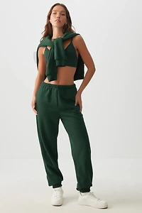 Ardene MADESOFT Fleece Baggy Sweatpants in Ivy | Size | Polyester/Cotton | Eco-Conscious