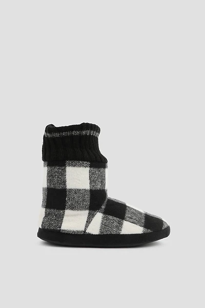 Ardene Kids Plaid Slippers Boots in Black | Size | Eco-Conscious