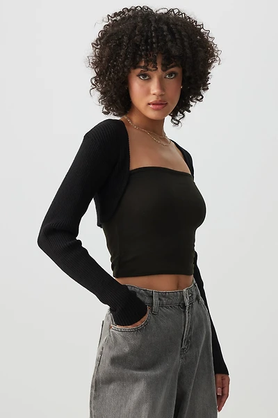 Ardene Knit Bolero in Black | Size | Polyester/Nylon/Viscose