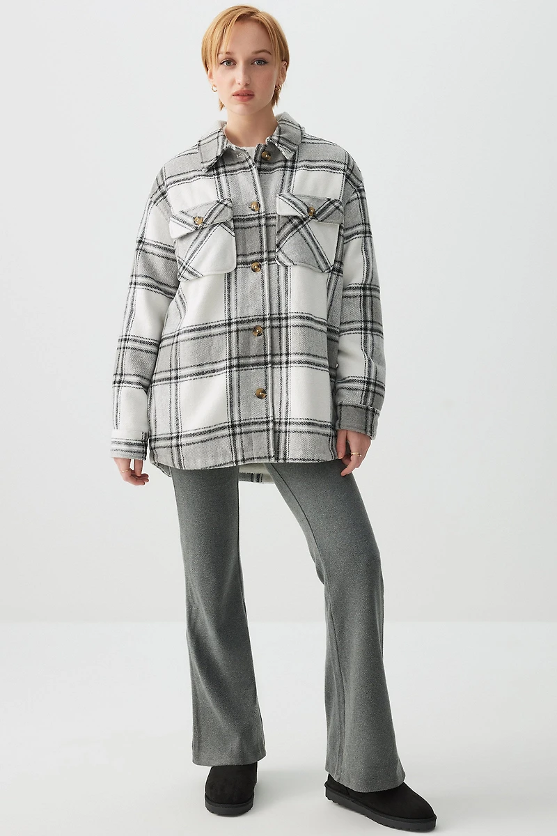 Veste-chemise à carreaux doublée en sherpa