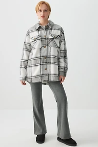 Veste-chemise à carreaux doublée en sherpa