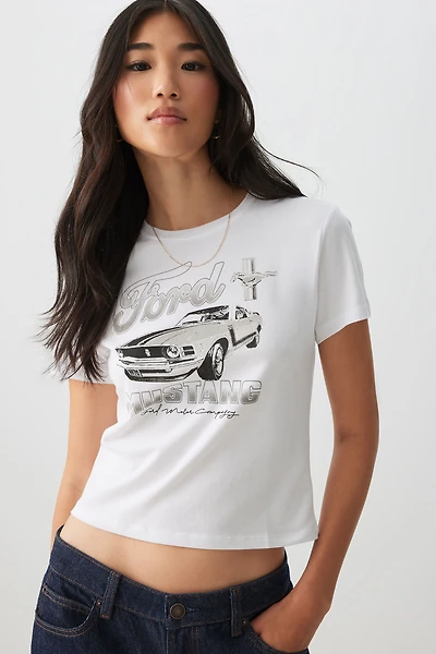 Ardene Mustang Baby T-Shirt in White | Size | Cotton/Elastane