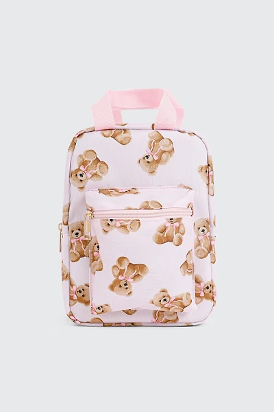 Ardene Kids Teddy Bear Print Lunchbox in Light Pink