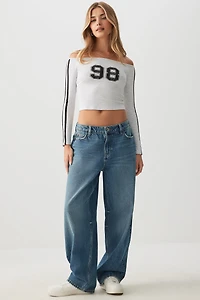 Haut à manches longues et épaules dénudées