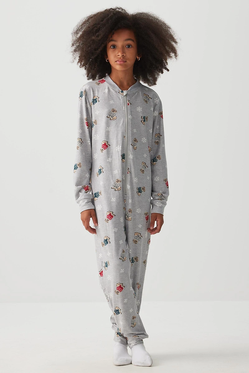 Ardene Kids HUSHKNIT Zipper Onesie in Grey | Size | Polyester/Elastane | Eco-Conscious