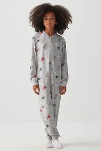 Ardene Kids HUSHKNIT Zipper Onesie in Grey | Size | Polyester/Elastane | Eco-Conscious