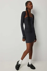 Ardene Contour 2 Piece Bolero Mini Dress in Dark Grey | Size | Polyester/Spandex