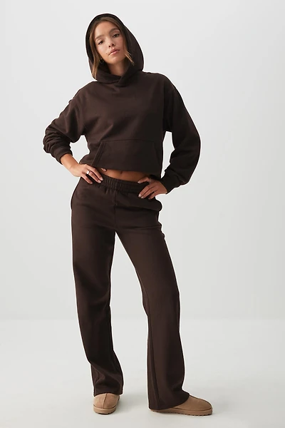 Ardene MADESOFT Fleece Straight Leg Sweatpants in Chocolate | Size | Polyester/Cotton | Eco-Conscious