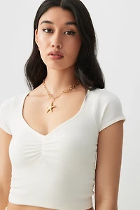 T-shirt froncé à l'avant sans coutures