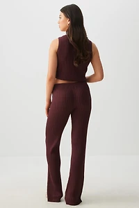 Pantalon évasé en tricot côtelé