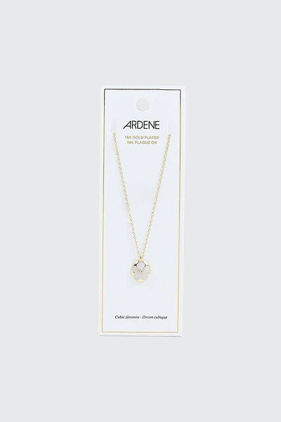 Collier plaqué or blanc 14K pendentif floral