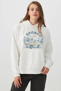 Ardene Bronco Hoodie in White | Size | Polyester/Cotton | Fleece-Lined