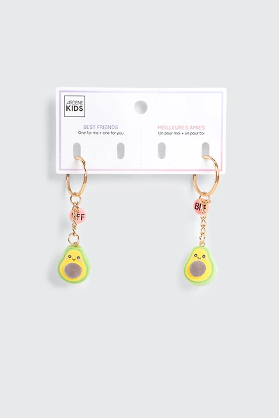 Ardene Kids 2-Pack Fuzzy Avocado BFF Keychain in Light Green