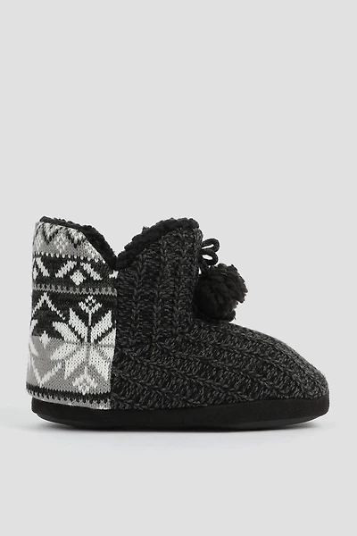 Ardene Knit Bootie Slippers with Accent Print in | Size | Eco-Conscious