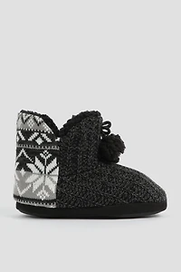 Ardene Knit Bootie Slippers with Accent Print in | Size | Eco-Conscious