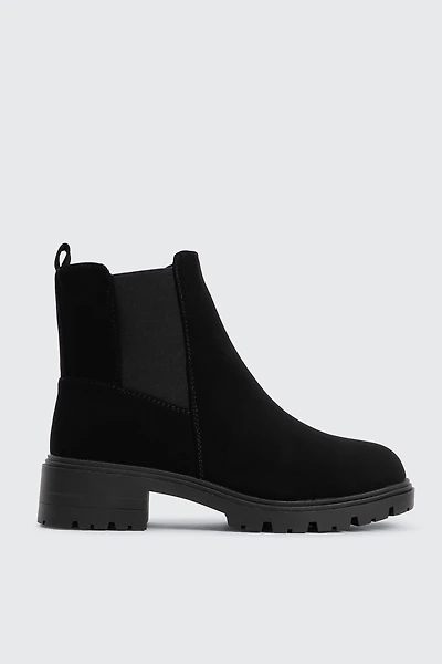 Ardene Faux Suede Chelsea Boots in Black | Size