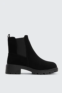 Ardene Faux Suede Chelsea Boots in Black | Size