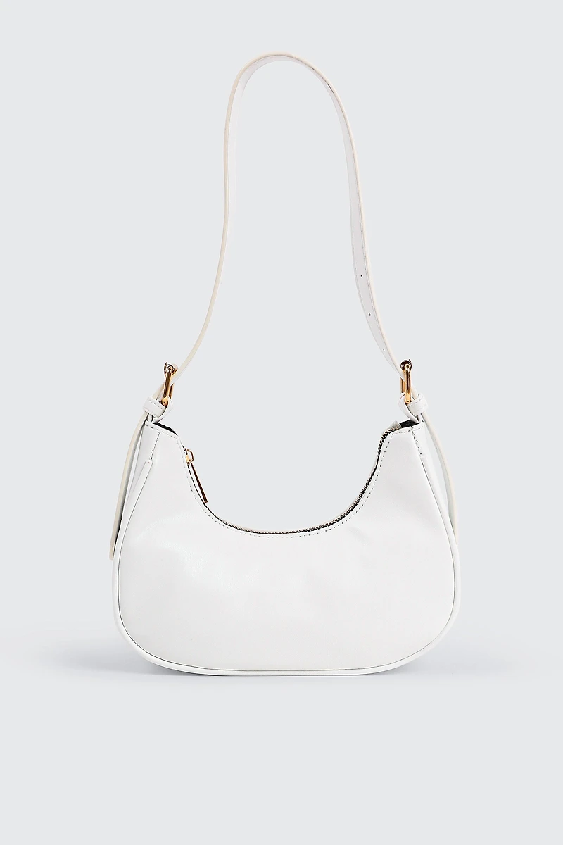 Ardene Faux Leather Shoulder Bag in White | 100% Recycled Polyester/Faux Leather | Eco-Conscious