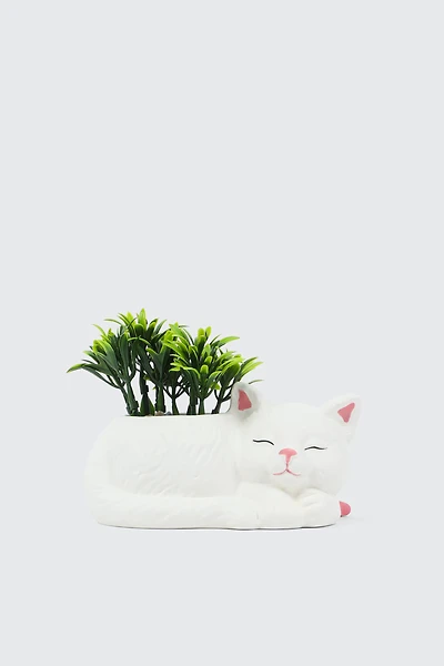 Ardene Artificial Plant in Cat Pot in White