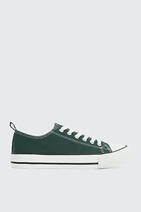 Ardene Low Top Sneakers with Toe Cap in Dark Green | Size | Rubber | Eco-Conscious