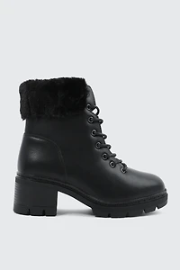 Ardene Warm Lined Boots with Faux Fur Trim in | Size | Faux Leather