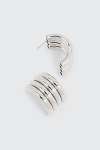 Ardene 4-Row Hoop Earrings in Silver | Stainless Steel