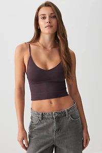 Ardene Basic Ultra Crop Seamless Tank Top in Dark Purple | Size | Nylon/Elastane | Eco-Conscious