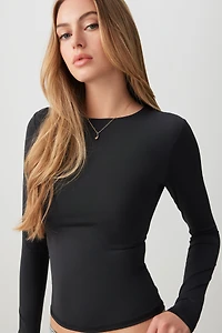 Ardene Fine Jersey Fitted Long Sleeve T-Shirt in | Size | Elastane/Polyamide