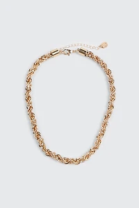 Ardene Torsade Chain Necklace with Rhinestones in Gold