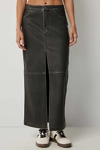 Jupe maxi en faux cuir délavé