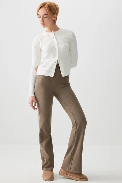 Ardene Polar Fleece Flare Leggings in Brown | Size | Polyester/Elastane