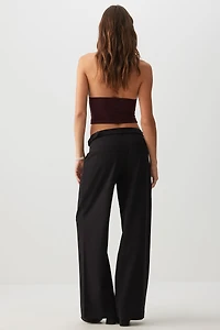 Pantalon habillé ceinturé à jambe large