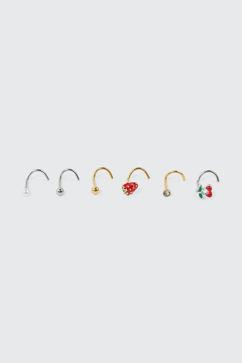 Ardene 6-Pack Fruit Nose Studs