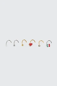 Ardene 6-Pack Fruit Nose Studs