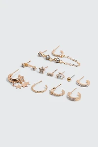 Lot de 12 boucles d'oreilles dorées dépareillées