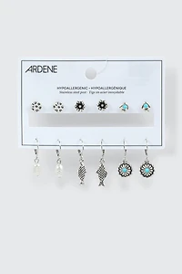 Lot de 6 paires de boucles d'oreilles