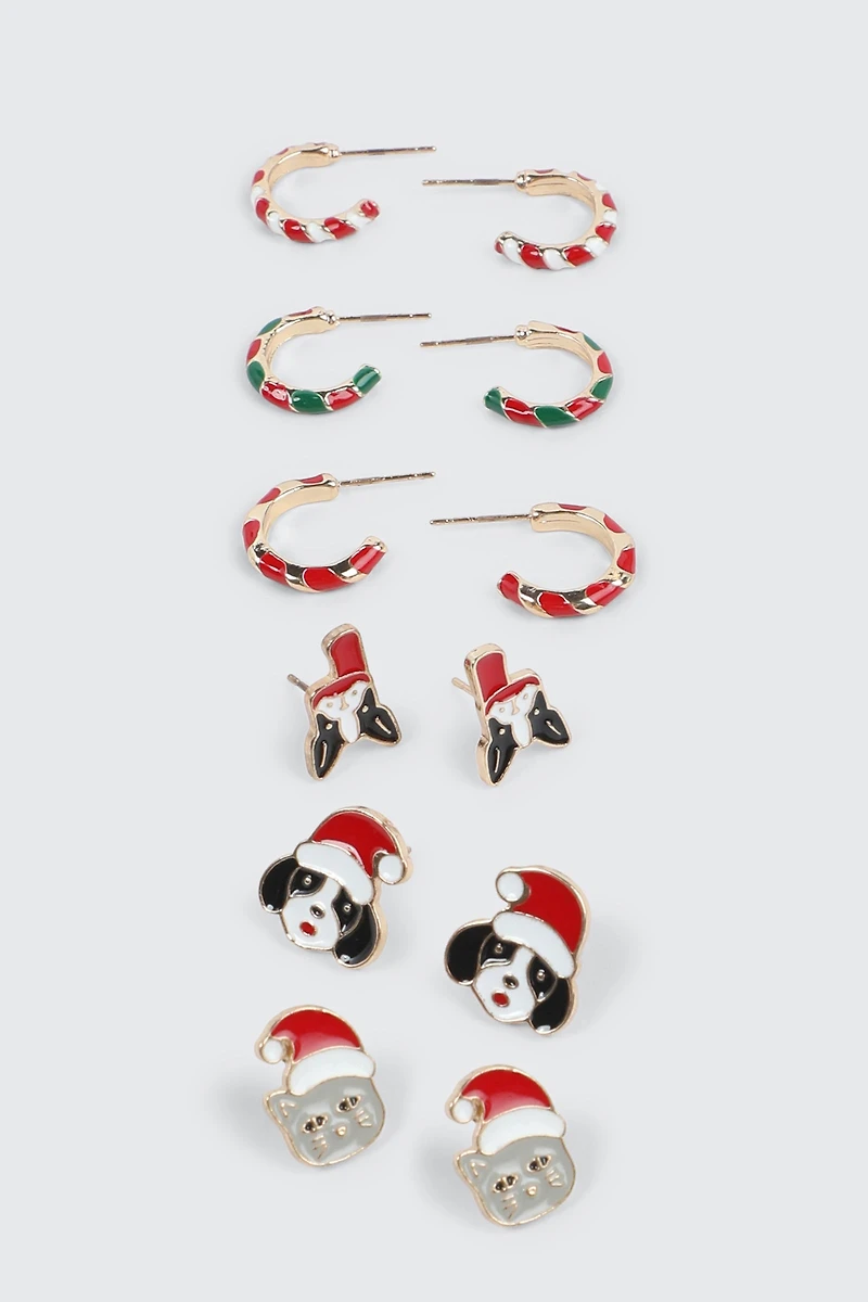 Ardene 6-Pack Cat & Dog Earrings | Stainless Steel