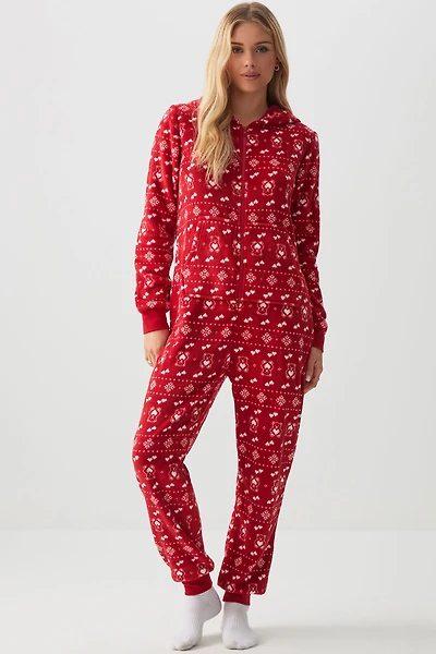 Ardene SUNDAYSOFT Onesie in Red | Size | Polyester | Eco-Conscious