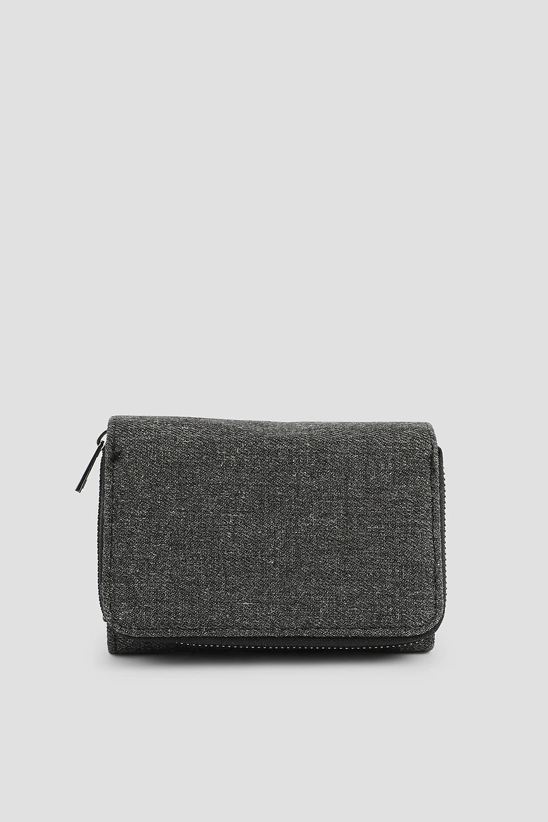 Ardene Denim Wallet in Dark Grey | Polyester | Eco-Conscious