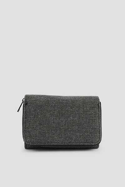 Ardene Denim Wallet in Dark Grey | Polyester | Eco-Conscious
