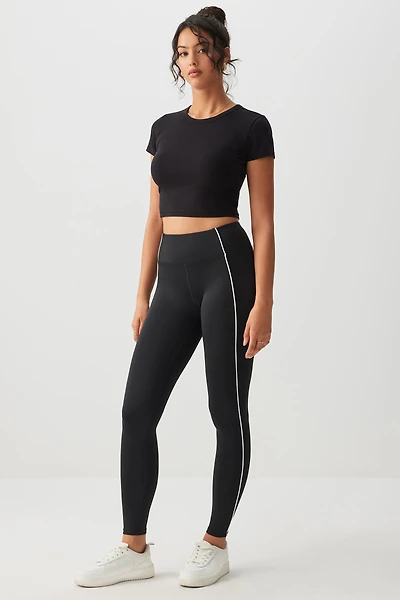 Ardene Contrast Piping Leggings in Black | Size | Polyester/Spandex