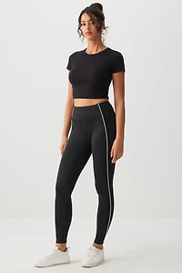 Ardene Contrast Piping Leggings in Black | Size | Polyester/Spandex