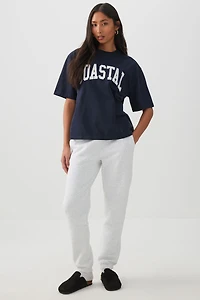 Ardene Oversized Graphic T-Shirt in Dark Blue | Size | 100% Cotton