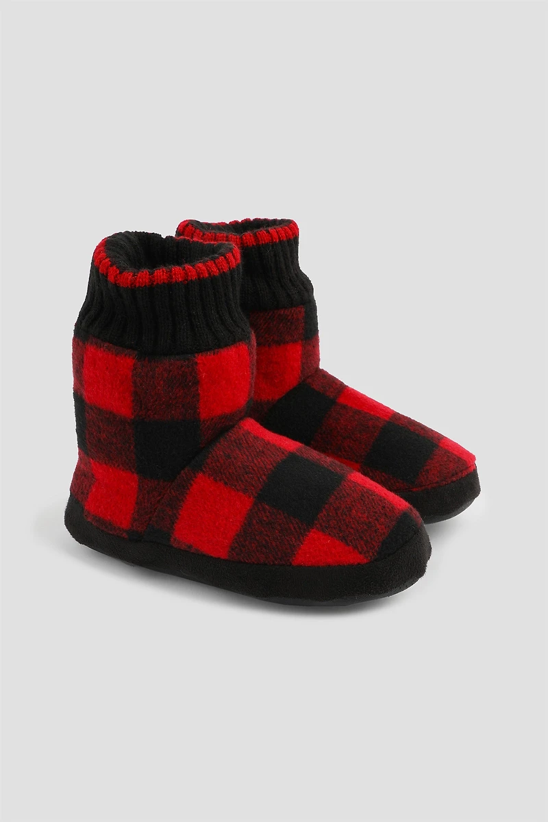 Pantoufles bottes à carreaux